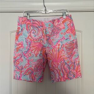 Vibrant Pink and Blue Patterned Shorts